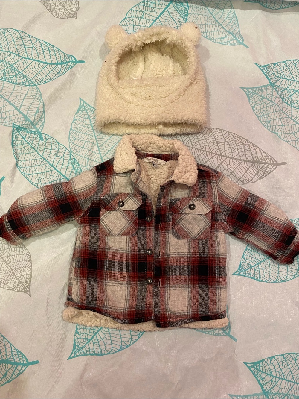 George Baby Red Sherpa-Lined Plaid Jacket